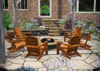 Flagstone Patio 3D Landscape Design with Pergola and Fire Pit Colorado